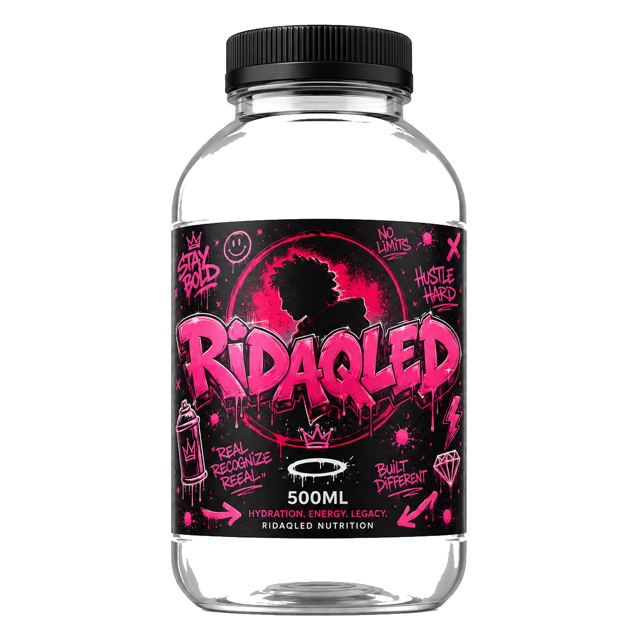 RIDAQLED custom printed 500ml fat bottle